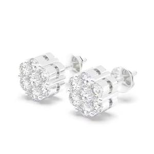 Top qualité 10K/ 14K/ 18K fleur grappe VVS Moissanite boucles d'oreilles 925 en argent Sterling diamant boucle d'oreille pour les fêtes et les cadeaux - Product Image 4