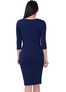 Polyester Spandex <b>Pencil</b> Career Dress With Tailored Fit for Professional Style and Comfort Ideal for Office or Business Events - Product Image 6