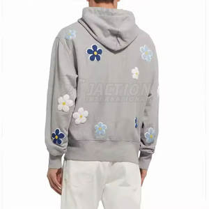 เสื้อฮู้ดปักลายแบบสวมหัวเสื้อมีฮู้ดผ้าธรรมดาสีพื้นลำลองขนาดพลัสไซส์ออกแบบได้ตามต้องการ - Product Image 6