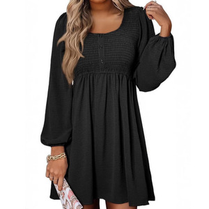 Elegante abito Casual europeo americano a maniche corte da donna estivo con commercio estero transfrontaliero tessuto impero gonna tinta unita