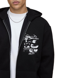 Sudadera con Capucha de Felpa de Algodón con Cierre Completo para Hombre, con Estampado Gráfico en el Pecho, Estilo Urbano, para Fabricación de Ropa de Marca Privada OEM - Product Image 1