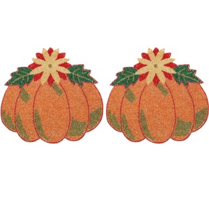 Mantel Individual con cuentas de satén inspirado en el otoño, planta de diseño de calabaza, decoración de mesa de banquete de boda hecha a mano, comedor, fiesta de Halloween, hogar - Product Image 5