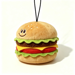 Pochette en peluche personnalisée en forme de hamburger, porte-monnaie en peluche en forme de burger, sac à fermeture éclair en peluche sur le thème de la restauration rapide - Product Image 3
