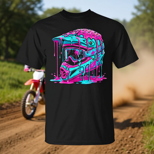 T-shirt graphique casque de motocross motif Drip Melt pour la course de motocross, vêtements de sport promotionnels - Product Image 3