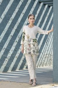 Ensemble Kurti et pantalon en lin et viscose imprimé numérique de luxe Unity Luxure, vêtements ethniques décontractés pour femmes, été - Product Image 3