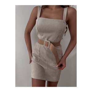 Women's <b>Elastic</b> Woven Belt with Metal Mesh Buckle, Jacket Belt, <b>Dress</b> Belt, Shirt Belt - Wicker - Product Image 4