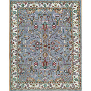 Alfombras de Diseño Floral Ushak de Poliéster Hechas a Mano de Alta Calidad, Alfombras para Piso de Hogar Antideslizantes y Lavables con Respaldo de Látex, Tamaño Personalizado, India - Product Image 1