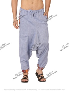 Pantalones de harén nepalí tribal de talla libre para hombre, pantalones de Aladino de yoga bohemio hippy ecológicos - Product Image 4
