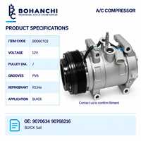 Bohanchi Wholesale Supply 26684784 Compresseur AC 12V pour Chevrolet Aveo SEBX13D 6PK