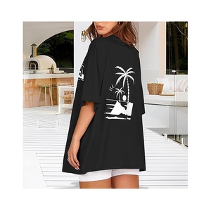 OEM Service numérique imprimé femmes décontracté 100% coton demi manches T-shirt nouveau Design grande taille cou épaule pente confortable - Product Image 2