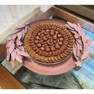Ensemble de 2 bols à chocolat en métal doré avec plateau bol de service à chocolat dernier cri pour la vente en gros de plateaux de serveur de bonbons sucrés - Product Image 3