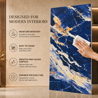 Panneau mural en PVC Morlenx Blue Marble UV, motif pierre luxueux, panneau décoratif pour la décoration intérieure
