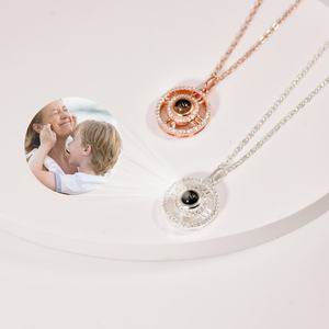 Collier à Projection Rose Pendentif Horloge Personnalisé Collier Photo Mémorial Cadeau Pour Elle Argent Sterling 925 Or 14k - Product Image 6