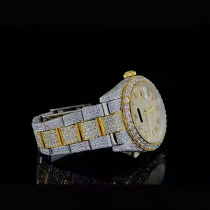 Mogal Jewels นาฬิกาอะนาล็อกกลไกหรูหรานาฬิกาสองโทนสี Moissanite เพชรหน้าอกสไตล์ฮิปฮอปเครื่องประดับความมีเสน่ห์ - Product Image 3