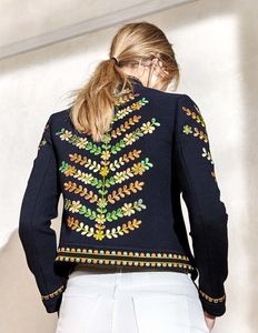 NEW---STYLISH PARTY-WEAR JACKET ON <b>SILK</b> <b>FABRIC</b> WITH EMBELLISH OF CRYSTAL BEADS, RESHAM,GLASS STONE WORK @ 2022 - Product Image 2