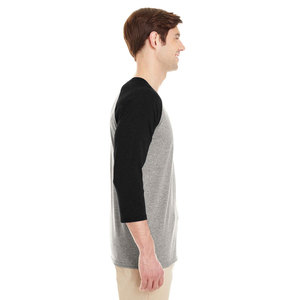 Bella Canvas Camiseta de béisbol de manga 3/4 Gris Negro XS - Product Image 3