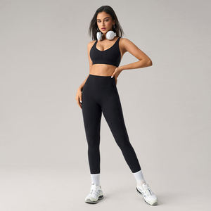 ชุดเล่นฟิตเนสยิมบราออกกำลังกายเอวยางยืดสีพื้นยืดสี่ทางสำหรับฟิตเนสโยคะ - Product Image 1