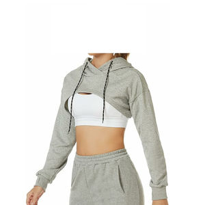 Fashionfit femmes hiver sweat à capuche court à la mode polaire Polyester sweat doublé capuche Logo Design broderie Streetwear pour l'automne - Product Image 1