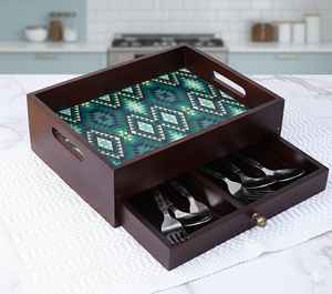 Multi-Purpose Wood Floor-Mounted <b>Kitchen</b> Organizer Tray Drawer <b>Utensil</b> Holder Storage <b>Rack</b> Multi-Utility Modern Storage Solution - Product Image 4