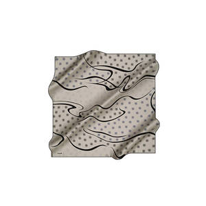 Vintage Beige Satin Silk Scarf with Designer Digital Print - Product Image 1