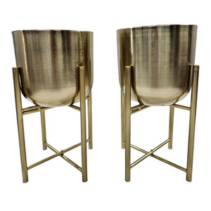 Maceta de Metal pretenciosa, maceta con soporte de Metal de tres patas, macetas chapadas en oro, maceta de Metal, jarrones de diseño con acabado personalizable - Product Image 3