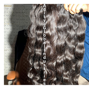 Vague naturelle indienne vierge en vrac extensions de cheveux humains doux soyeux Remy simple dessiné temple brut non traité cheveux humains indiens crus - Product Image 3