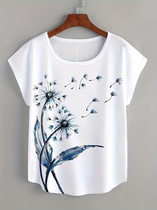 Verano mujer blanco Casual manga casquillo poliéster adornado ligero estiramiento Tops blusas y camiseta - Product Image 2