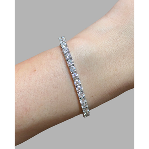 Pulsera de tenis de lujo con diamantes cultivados en laboratorio de corte redondo de 9.22 ct, oro blanco macizo de 18K, 42 piedras D-F, pulsera de diamantes D-F VS deslumbrante - Product Image 1