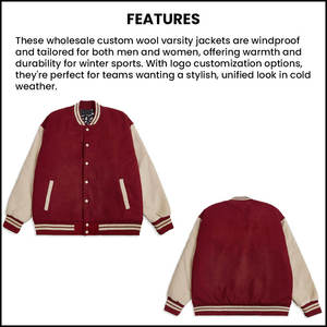 Venta al por mayor de chaquetas a prueba de viento de lana con logotipo personalizado-chaquetas Letterman con forro acolchado, ideal para hombres y mujeres - Product Image 4