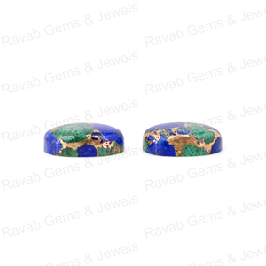 Haute poli Mohave Azurite cuivre lisse 10x14mm forme ovale Flatback Cabochon pierre précieuse en vrac pour faire des boucles d'oreilles bague bijoux - Product Image 3
