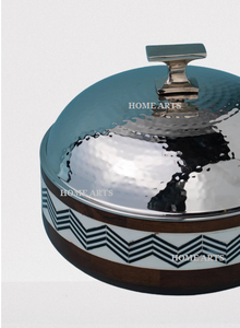 Diseño de tendencia Cazuela de forma redonda Olla caliente de tamaño mediano de madera y acero con tapa de acero de calidad superior - Product Image 6