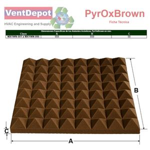 Panneaux acoustiques MXYWN-004, lot de 6, 0,5 m x 0,5 m, 2 pouces d'épaisseur, forme pyramidale, marron, barrière anti-bruit intérieure - Product Image 5