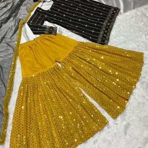 ชุดซาลวาร์ปักลายสำหรับงานแต่งงานชุดเดรสผ้าปักลายสไตล์อินเดียพร้อมชุดเดรสผ้าปักลายจาก sharara และ dupatta - Product Image 5