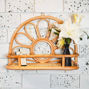 Interior room decor organization rattan <b>wall</b> <b>mount</b> <b>shelves</b> perfume display natural hanging <b>shelf</b> - Product Image 5