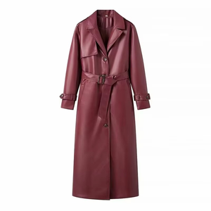 Manteau long en cuir de mouton véritable unisexe pour hommes, couleur personnalisée, trench-coat imprimé respirant, pardessus classique ceinturé à la taille, look royal - Product Image 3