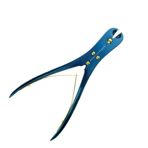 Coupe-fil orthopédique de couleur bleue Double action en acier inoxydable alimentation manuelle avec base d'instrument chirurgical à broche TC latérale avant - Product Image 6