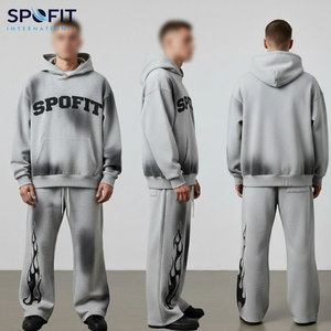 Ensemble de survêtement pour garçons en coton 100% de haute qualité, poids lourd, résistant au soleil, coupe ample, sweat-shirt à capuche, jogging baggy, streetwear, survêtement pour hommes - Product Image 1