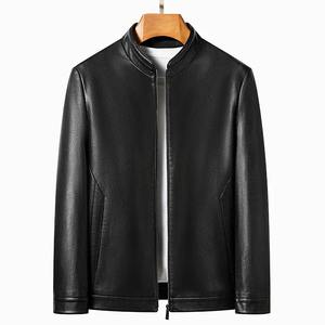 Chaqueta de hombre Primavera y otoño Bonito abrigo de cuero con cuello de color sólido Chaqueta de cuero de moda delgada chaqueta para hombres Envío DDP - Product Image 5