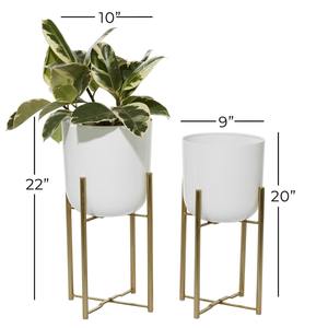 Ensemble de support de plantes en fer blanc et or support de Pot de fleur décoratif pour jardin intérieur et décor à la maison ensemble de jardinière d'intérieur élégant - Product Image 1
