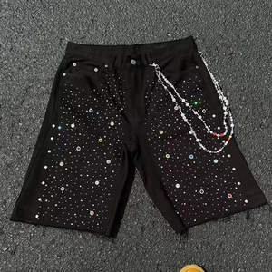 กางเกงขาสั้นผ้าแคนวาสผู้ชายขายส่ง สไตล์สตรีทแวร์ ดีไซน์ประดับเพชร 100% ผ้าฝ้าย ทึบสี ลำลอง เป็นมิตรกับสิ่งแวดล้อม - Product Image 4