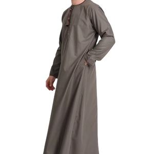 Al por mayor Túnica Casual de Algodón para Hombre, Thobe Abaya Bordado de Manga Larga, Transpirable, Antiarrugas, Ligero, Tallas Grandes, Primavera - Product Image 1