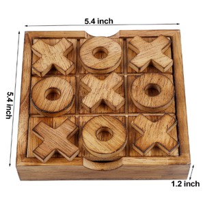 Juego de Tic Tac Toe de madera de primera calidad hecho a mano de madera maciza X O juego al por mayor juguete de mesa para niños y adultos juego de mesa de madera - Product Image 2