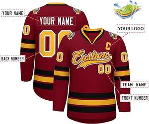 Número personalizado logotipo bordado Diseño superior calidad superior diseño unisex tela de malla jersey de hockey personalizado - Product Image 3