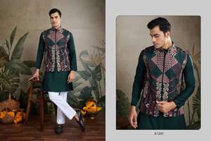 Ensemble Kurta Pyjama en Séquence pour Hommes Ensemble Kurta Pyjama en Soie pour Hommes Ensemble Kurta Pyjama en Séquence pour Hommes Ensemble Kurta Pakistanais pour Hommes pour les Fêtes - Product Image 3