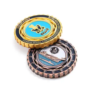 Custom Coin Personalized 3D 2D Metal Gold Coins Zinc Alloy Indian Navy Souvenir Coins