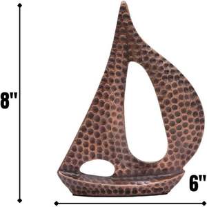 รูปปั้นตกแต่งทางทะเลทำด้วยมือโลหะคู่ของเรือใบและรูปแกะสลักเรือยอชท์เครื่องประดับโต๊ะศิลปะวินเทจสำหรับบ้าน - Product Image 4