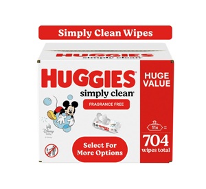 Lingettes pour bébé Simply Clean Cotton, non parfumées, usage domestique, 11 paquets à rabat, 704 lingettes au total (Sélectionner pour plus) - Product Image 1