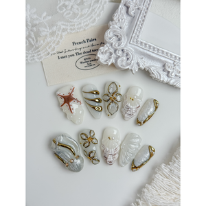 Autocollants pour ongles Jellyfish Pearl Luxe Press on Nail Premium Nail Art Decals - Product Image 1