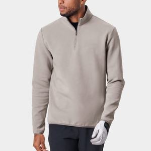 Personnalisé polyester pour hommes French Terry Sports Séchage rapide Couleur unie Manches longues tricotées 1/4 Quarter Zip Golf Pullover à capuche - Product Image 4