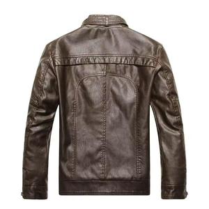 Por encargo de los hombres de cuero de la PU High Street Style chaqueta de la motocicleta XL Tamaño Stand Collar tejido al por mayor - Product Image 2